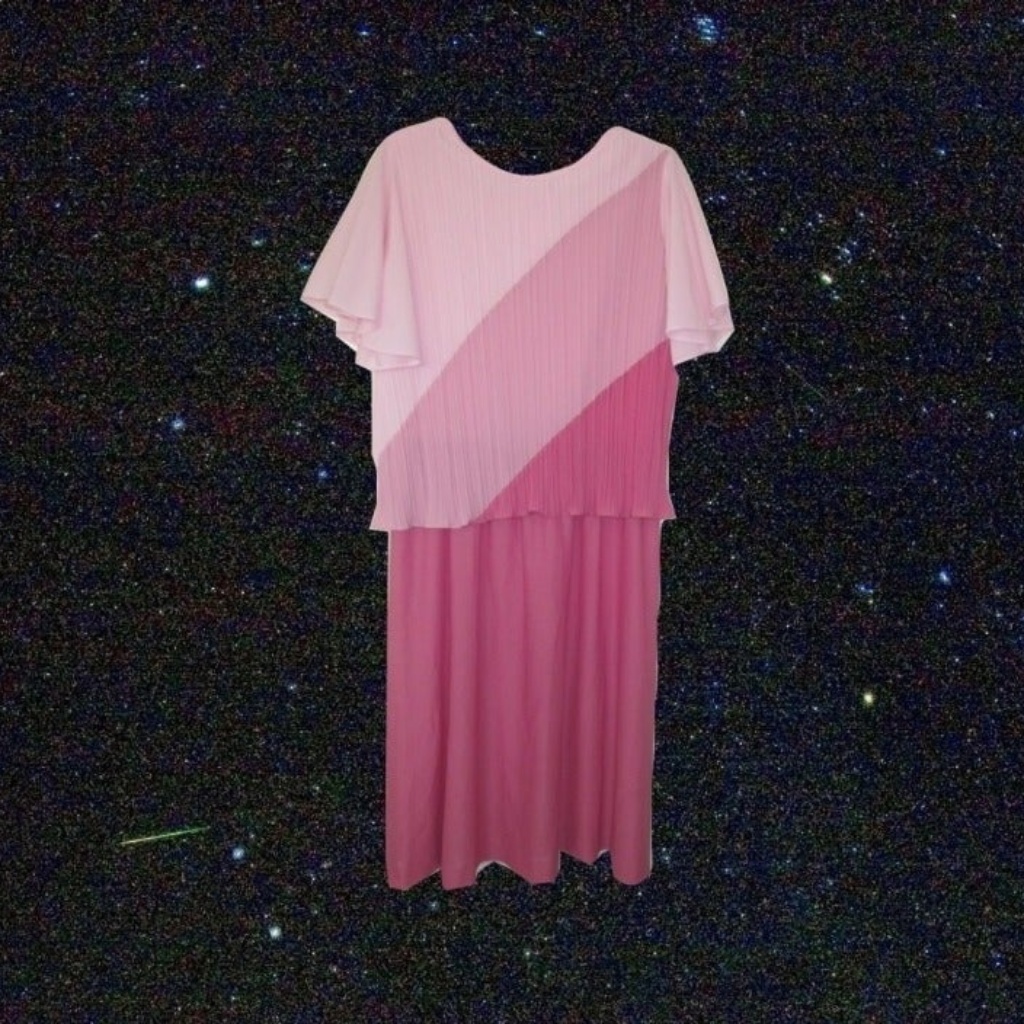 1970s Vintage Plus Size Pink Flapper Dress 14 16